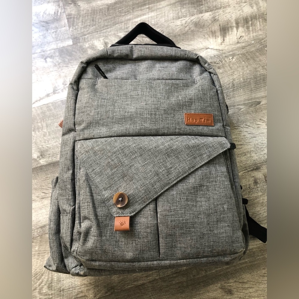Hap Tim Grey Diaper Bag Backpack Gender Neutral Padded Back